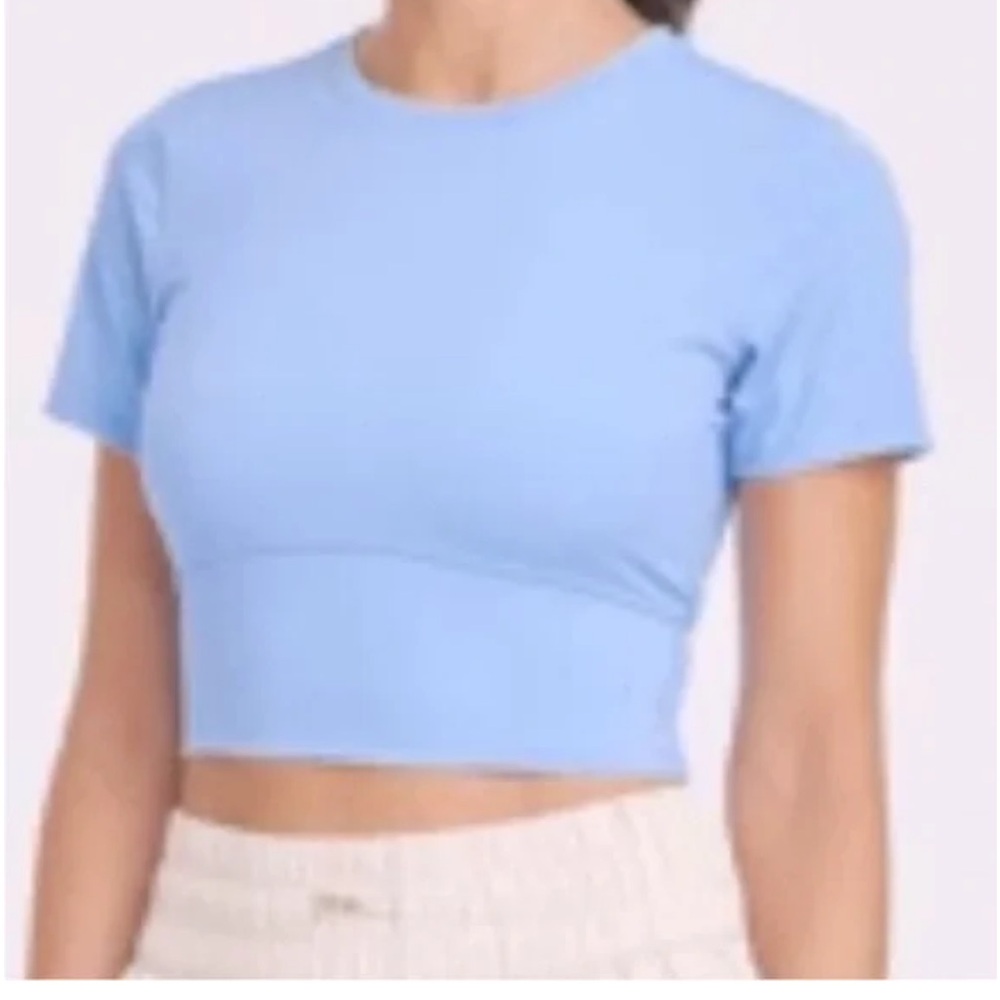 JoyLab Light Blue Cropped Crewneck Tee